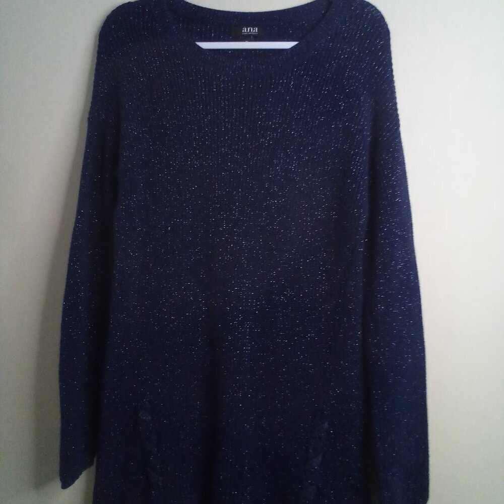 Ana Sweater Women M Long Sleeve Sparkle Blue